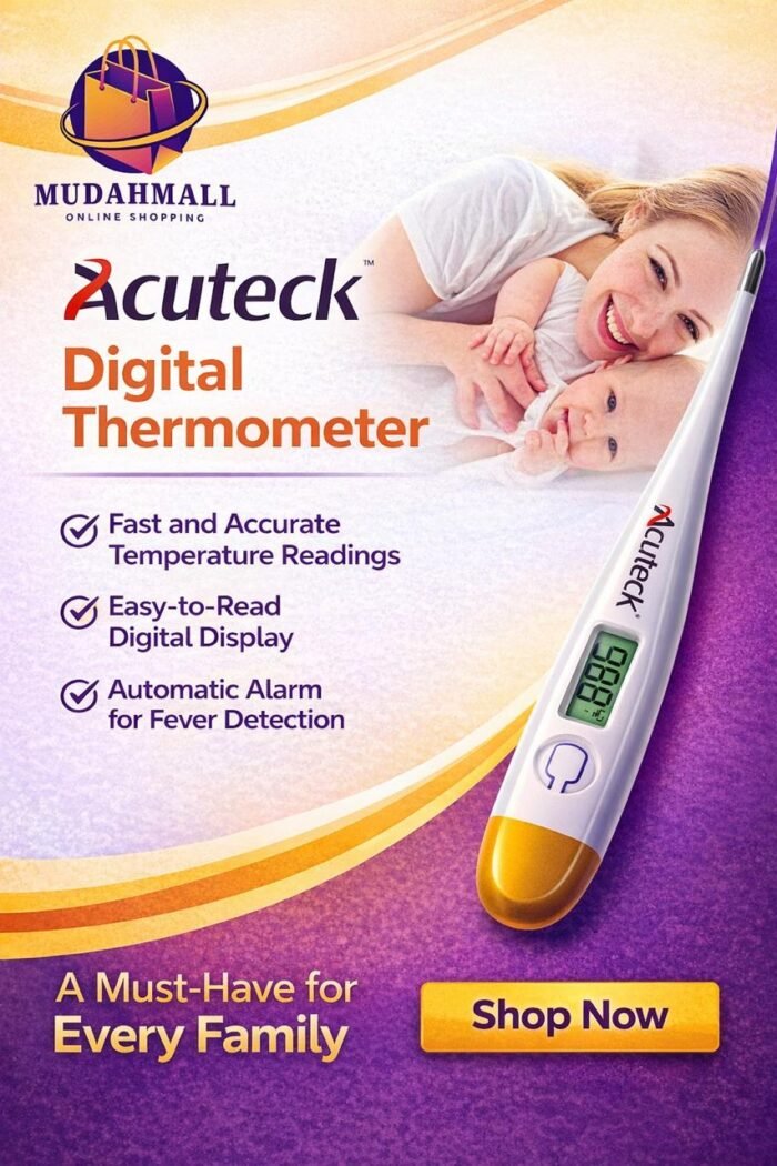 Acutek Digital Thermometer with Automatic Fever Alarm | Fast & Accurate LCD Body Temperature Meter for Baby, Kids & Adults - Image 4