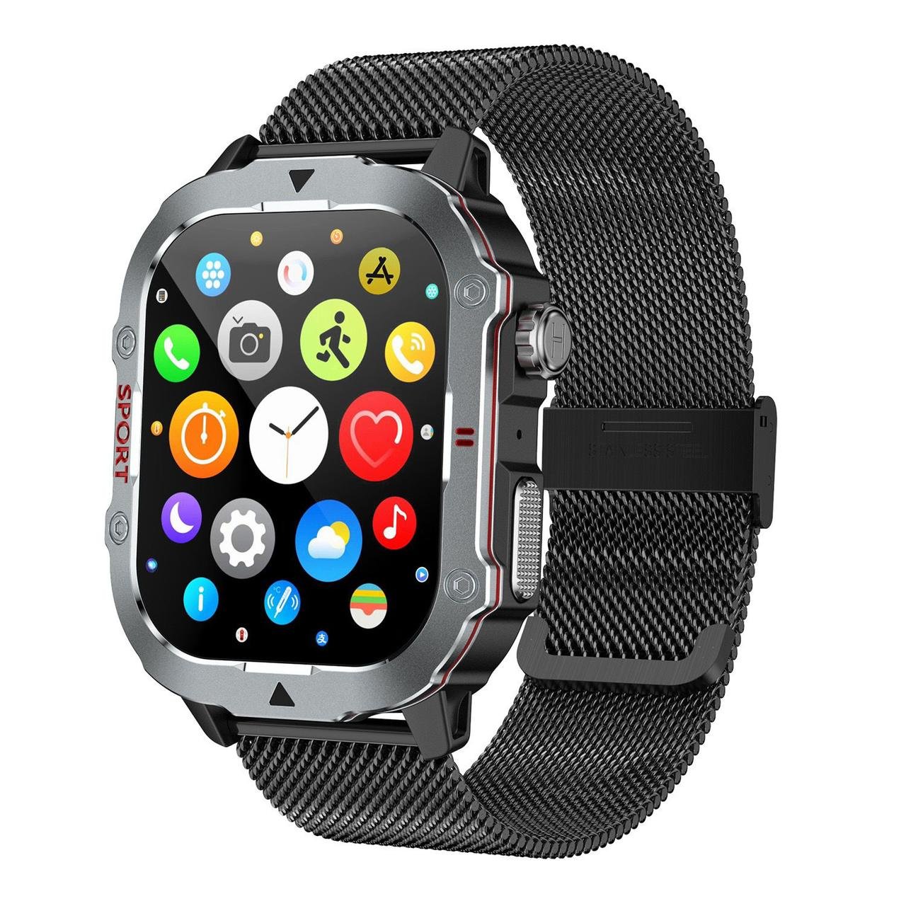 WhatsApp Image 2026-01-25 at 11.42.30 AM C30 Pro Sport Smart Watch – Metal Stripe Belt | Smooth & Rough Design - Image 1