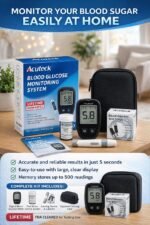 AcuTeck Instants Blood Glucose Monitor digital meter, Diabetes Test Machine, Blood Sugar Check With Free 10 Strips, 10 Lancets, 1 Pen, 1 Bag & 1 Battery - Image 2